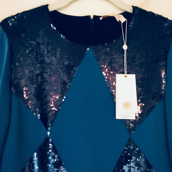NWT Tory Burch Lantilly Blue Sequin Shift Tunic Dress Size 0 MSRP $795 - Picture 7 of 8
